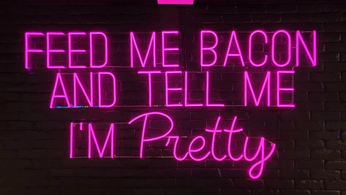 Feed me bacon and tell me I'm pretty neon sign