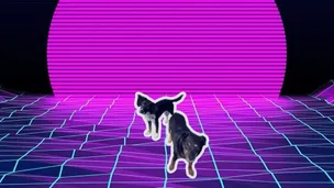 Dogs on neon background sign