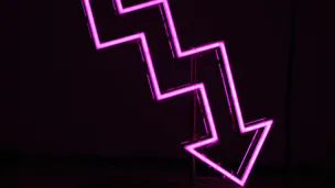 Downward arrow neon sign