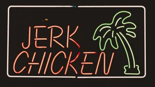 Jerk chicken neon sign