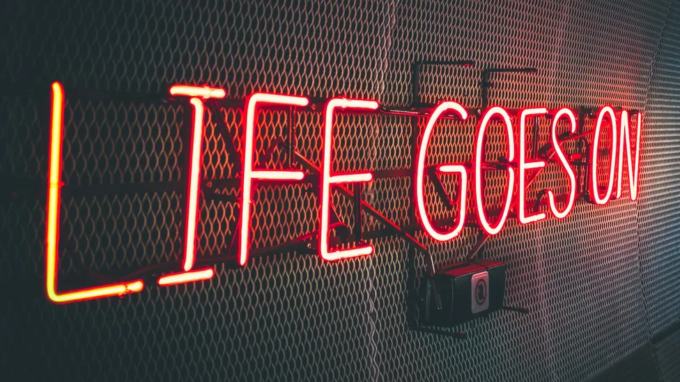 Life goes on neon sign
