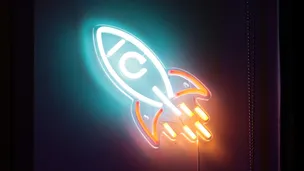 Rocketship neon sign