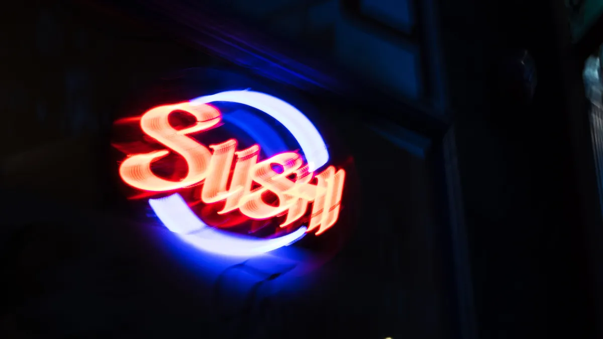 Neon sushi sign