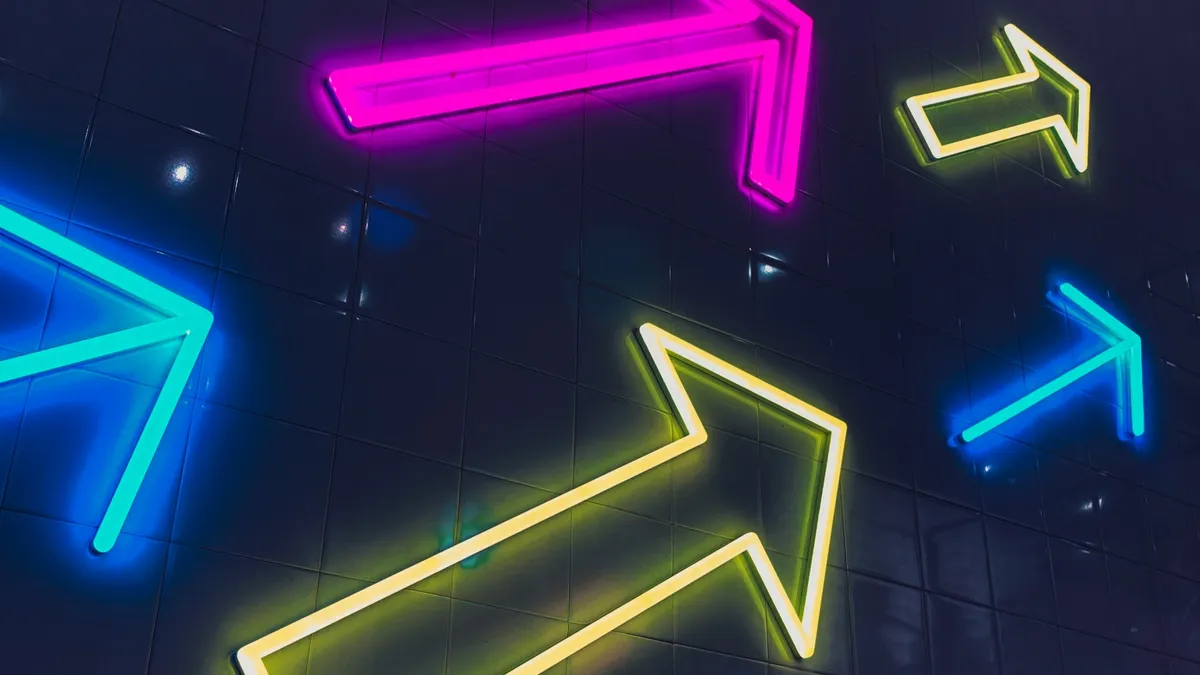 Up arrows neon sign